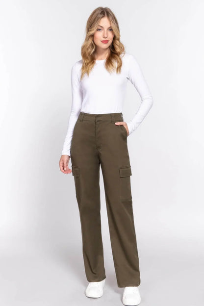 Straight Fit Comfort Functional Olive Drab Camouflage Long Pants - IVORYNN