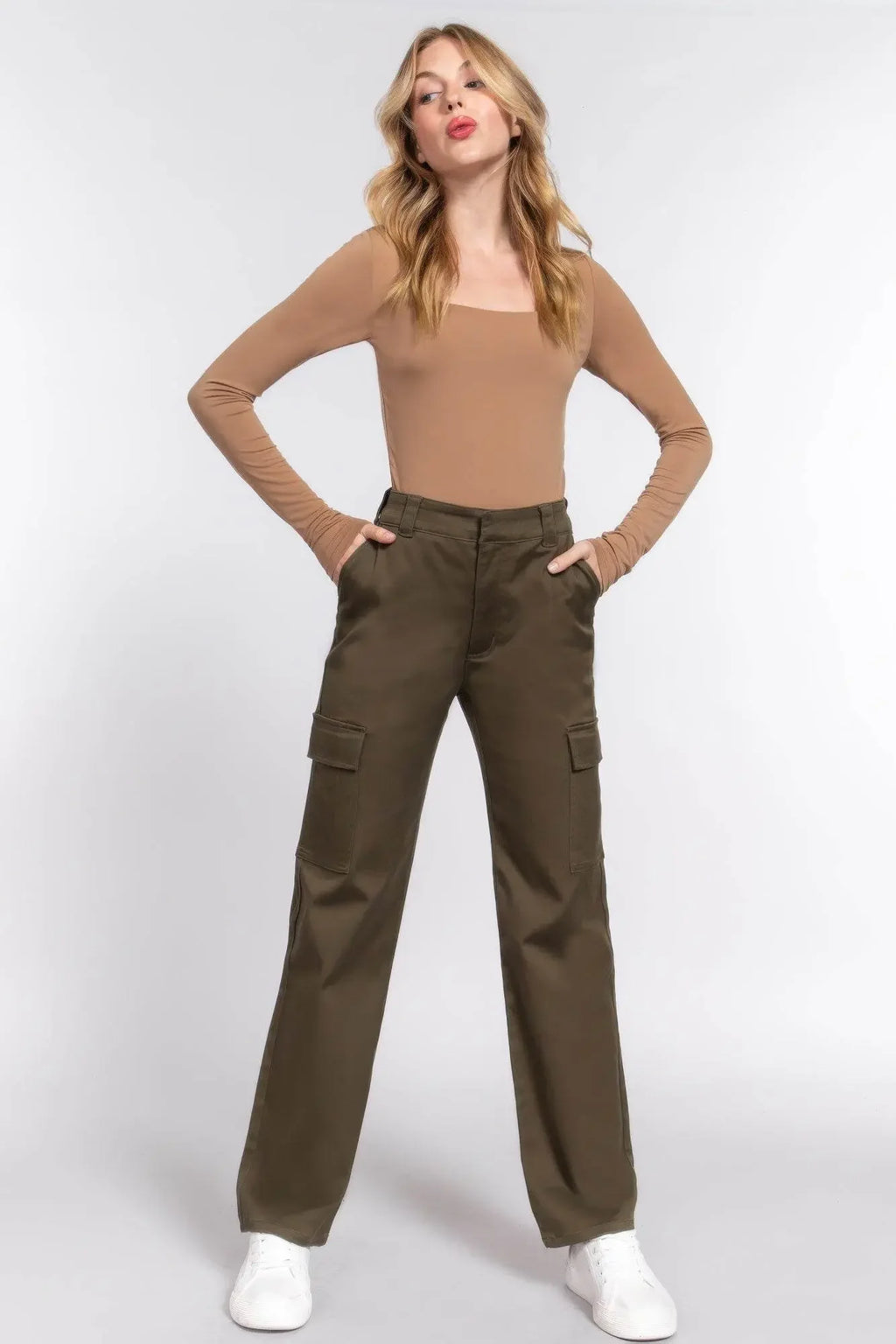 Straight Fit Comfort Functional Olive Drab Camouflage Long Pants - IVORYNN