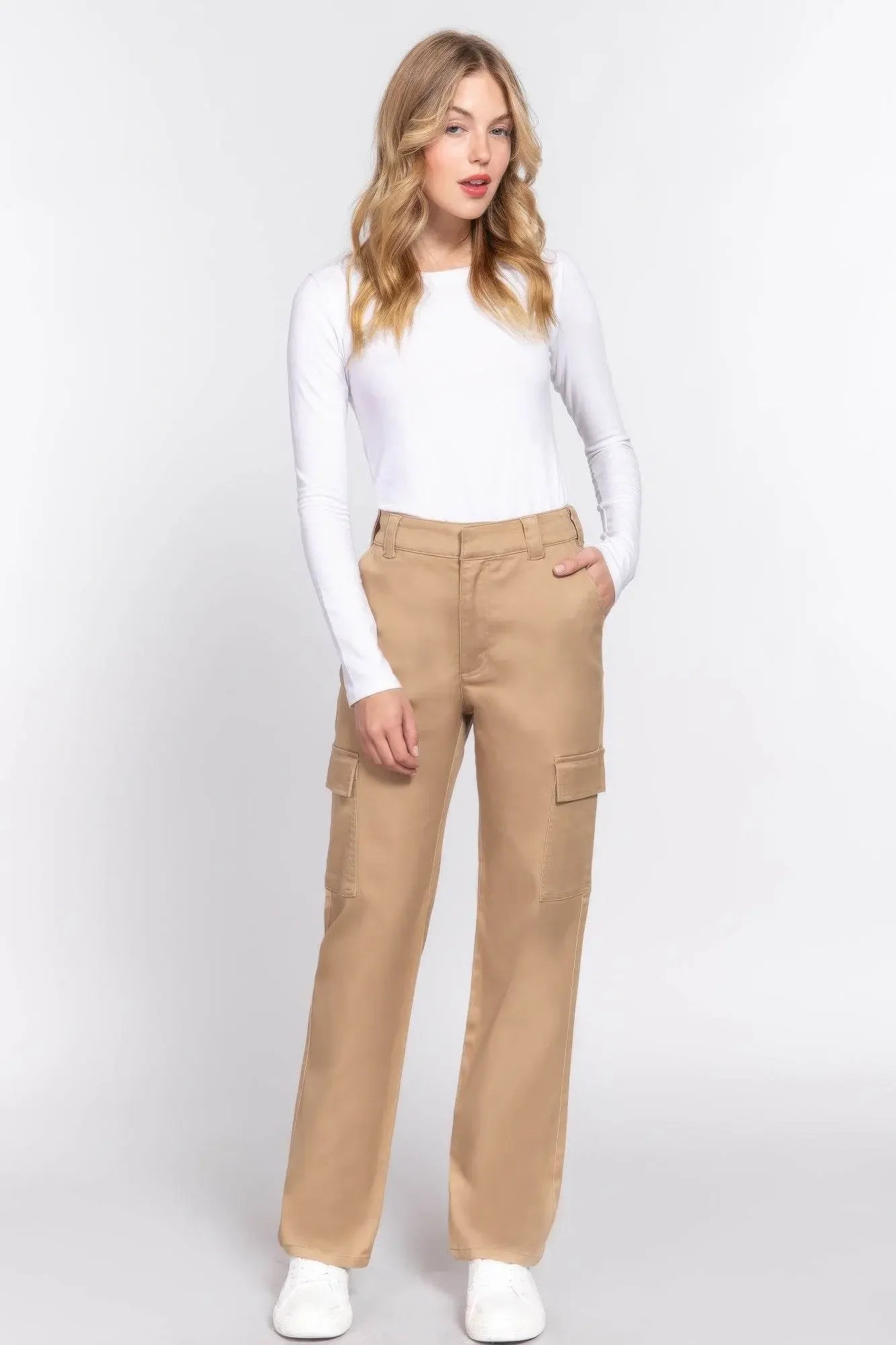 Straight Fit Comfort Functional Tan Long Pants - IVORYNN