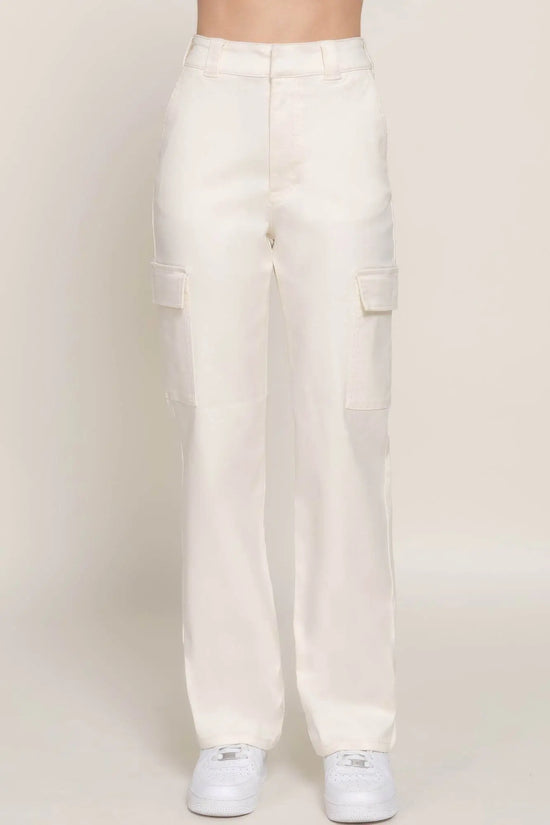 Straight Fit Comfort Functional White Long Pants - IVORYNN