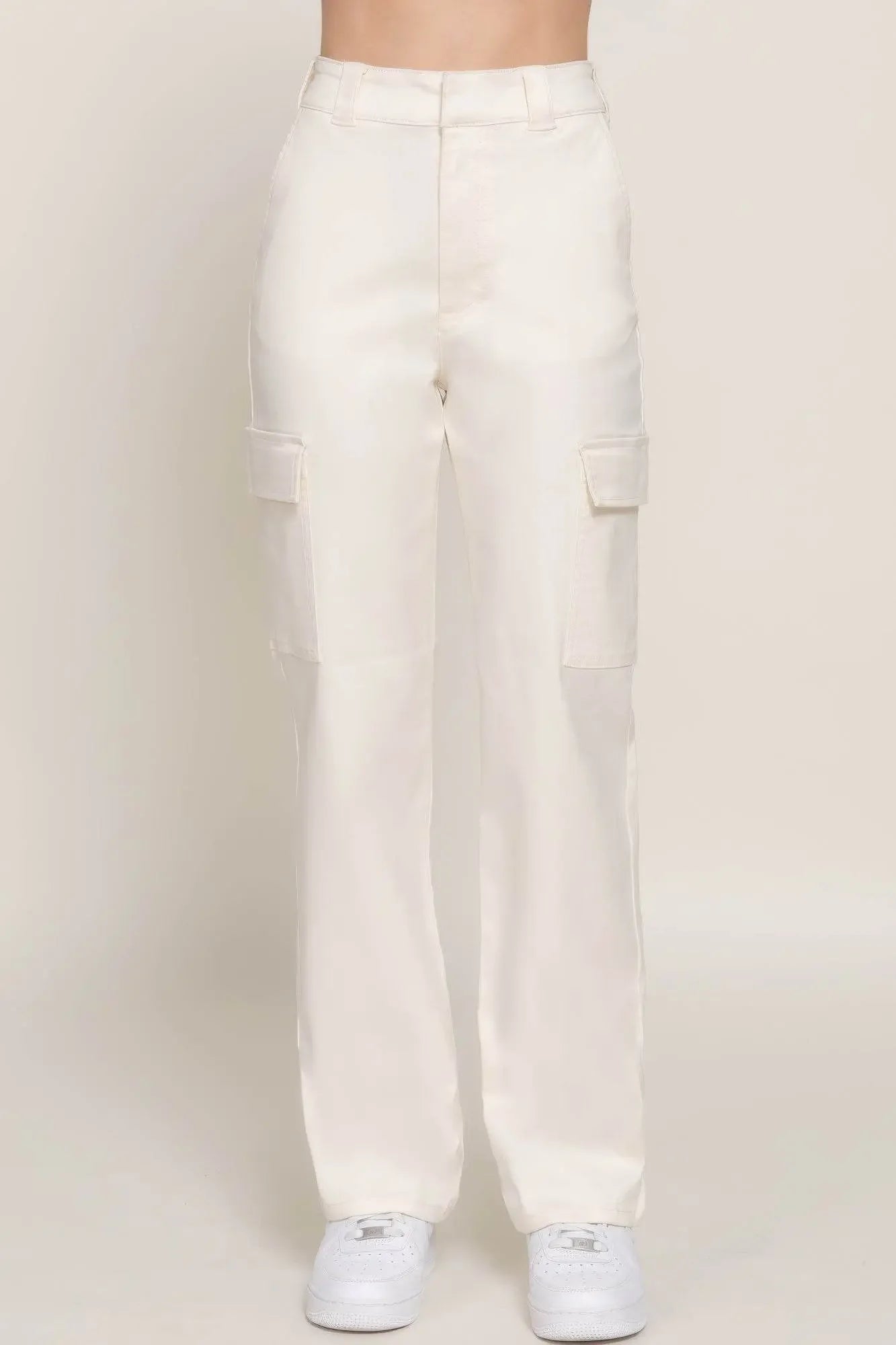 Straight Fit Comfort Functional White Long Pants - IVORYNN