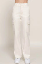 Straight Fit Comfort Functional White Long Pants - IVORYNN