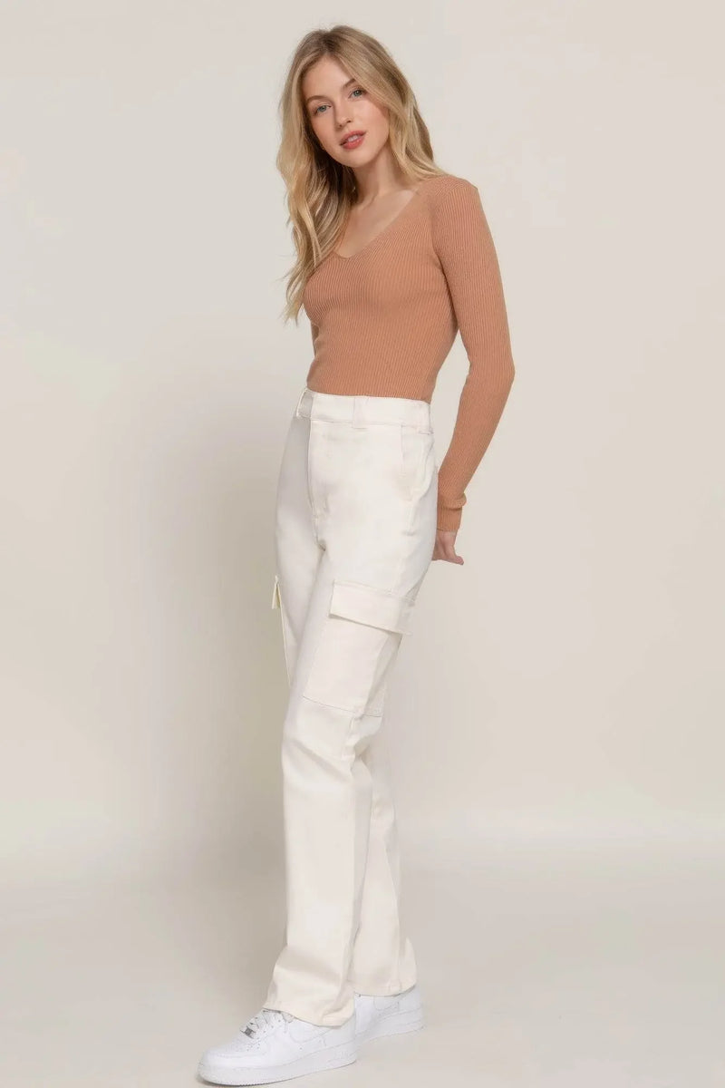 Straight Fit Comfort Functional White Long Pants - IVORYNN