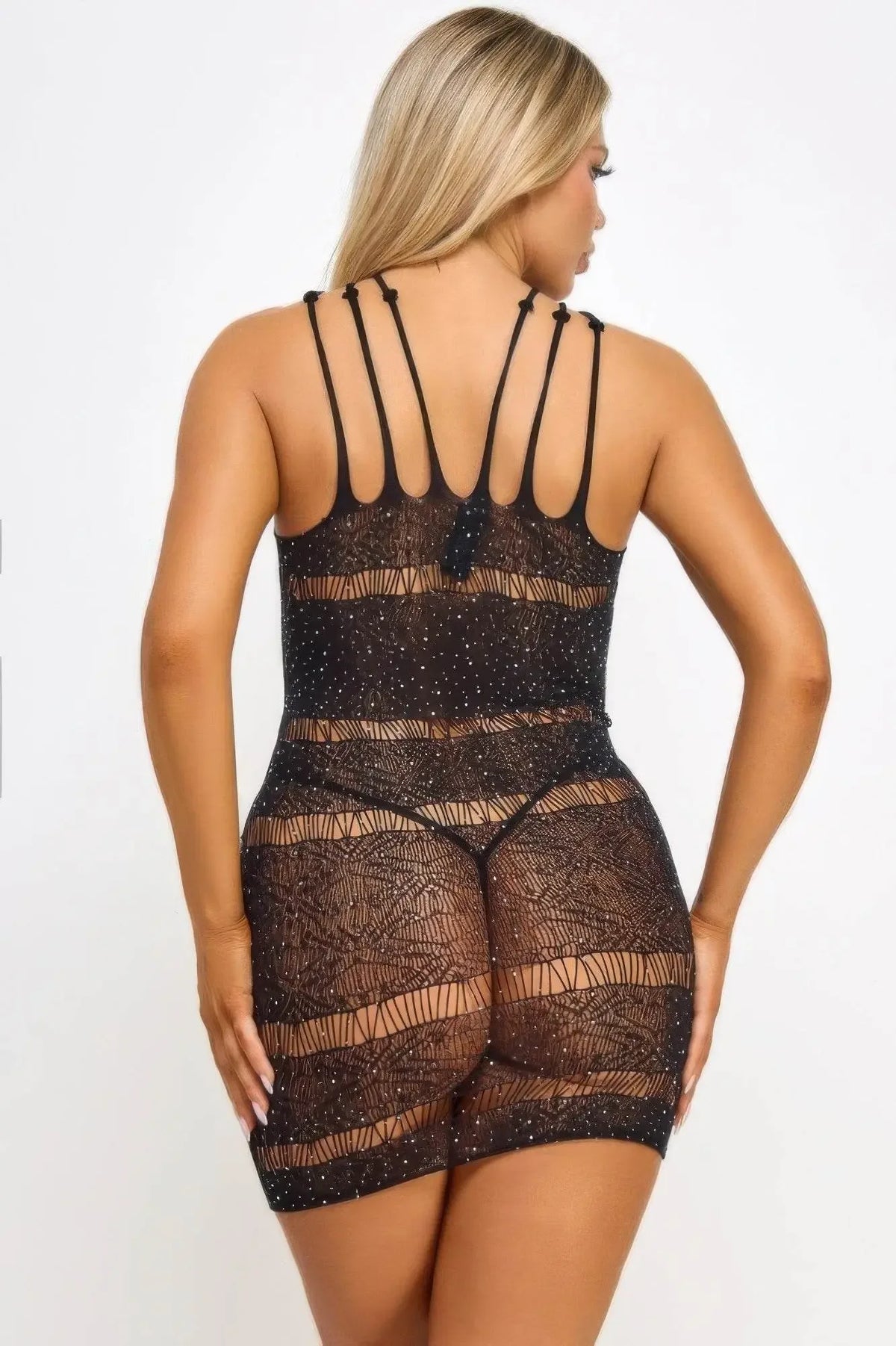 Strappy Rhinestone Ella Mini Dress - IVORYNN