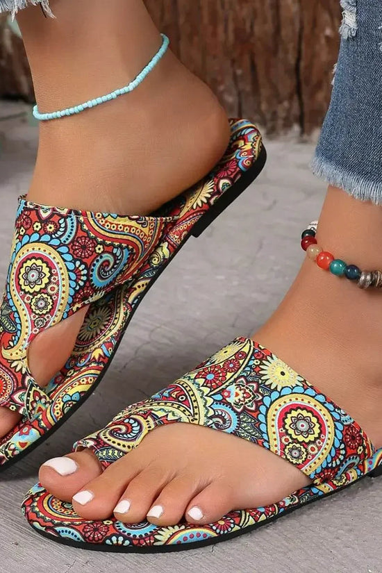 Stylish Toe Loop Flats Sandals - IVORYNN