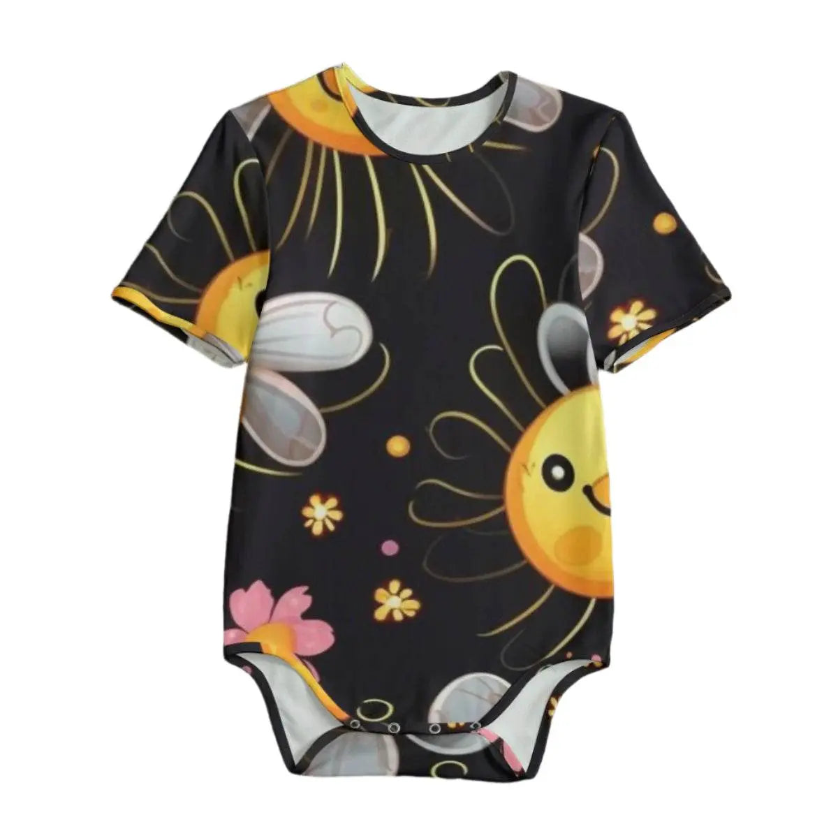 Sun Flower Black Baby Bodysuits - IVORYNN