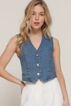 Svelte Stretch Denim Vest - IVORYNN