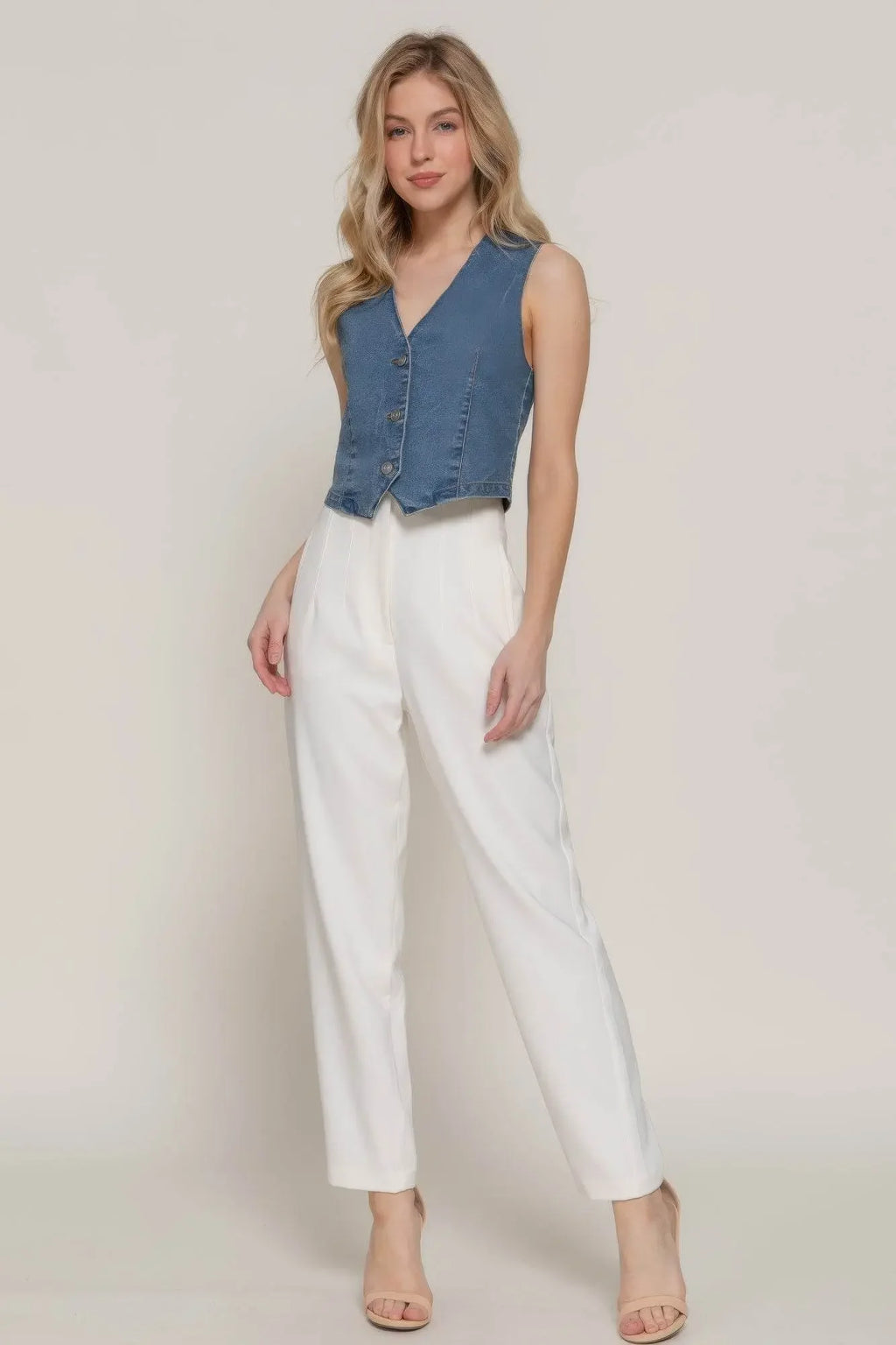 Svelte Stretch Denim Vest - IVORYNN
