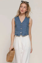 Svelte Stretch Denim Vest - IVORYNN