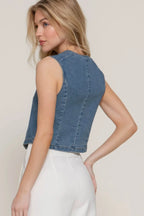 Svelte Stretch Denim Vest - IVORYNN