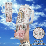 TEACHERS 40oz Stainless Steel Tumbler With White Handle and Straw - IVORYNN