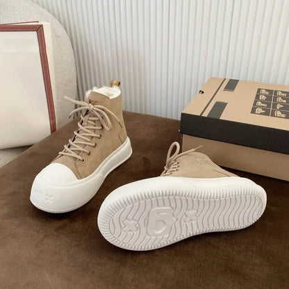 Thick Cowhide Fabric Rhinestone Snow Boots - IVORYNN