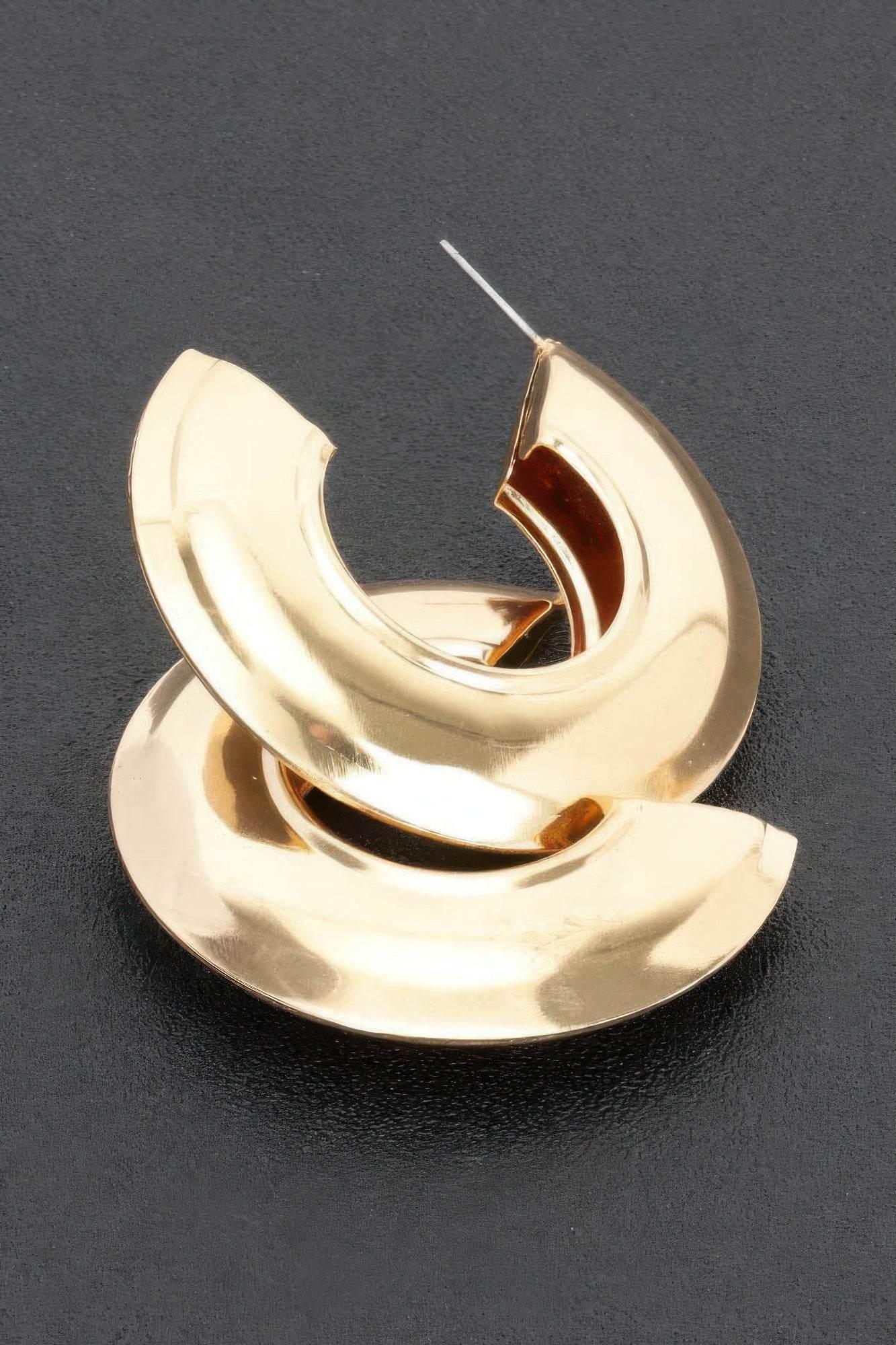 Thick Crescent Metal Hoop Earring - IVORYNN