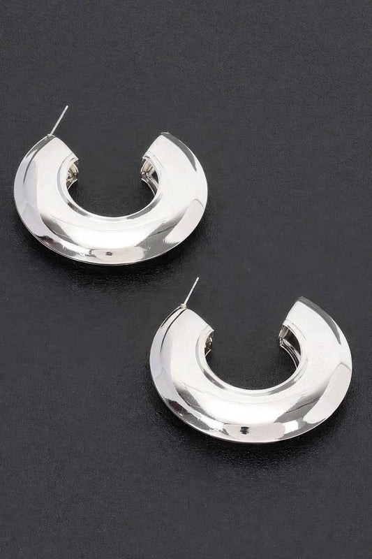 Thick Crescent Metal Hoop Earring
