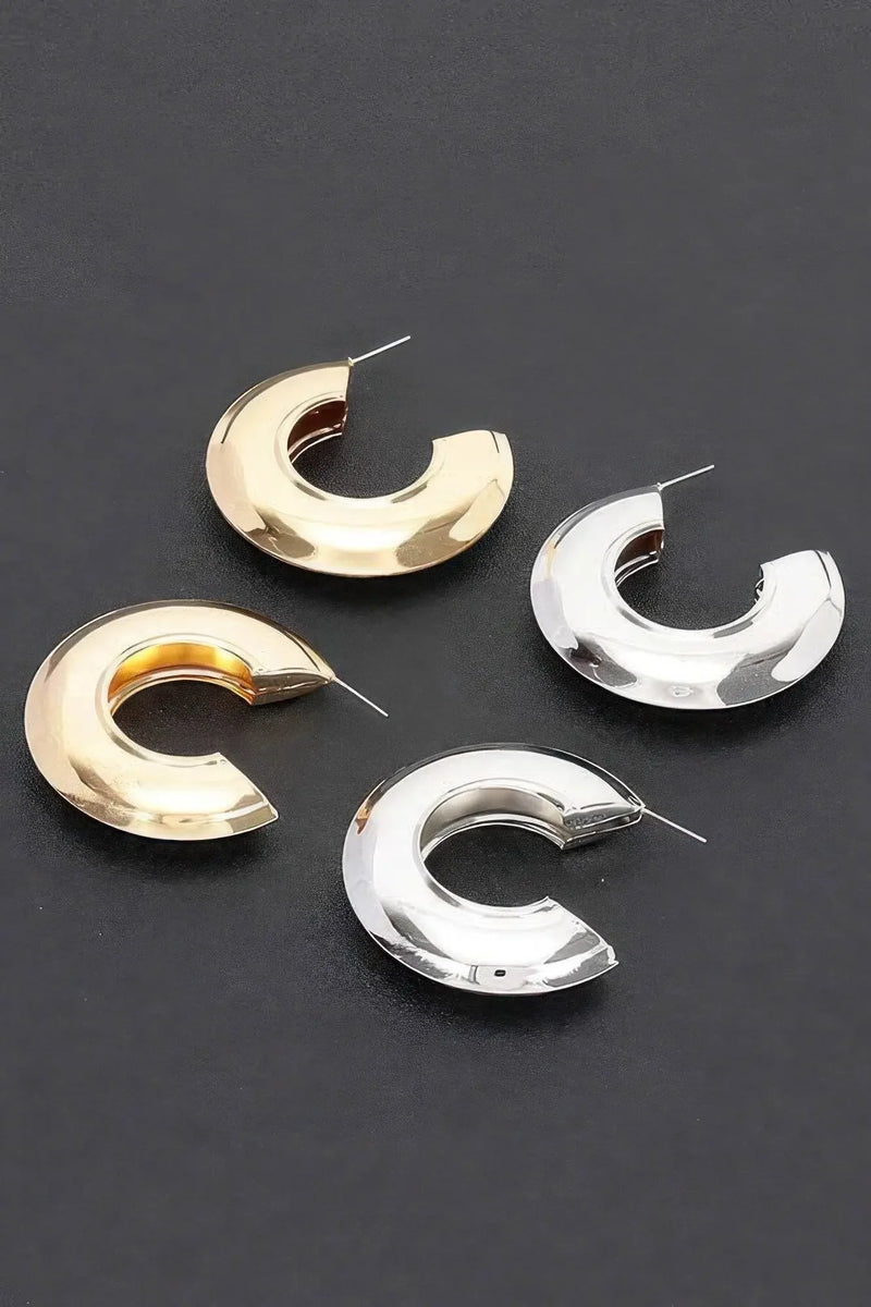 Thick Crescent Metal Hoop Earring - IVORYNN