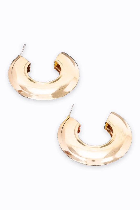 Thick Crescent Metal Hoop Earring