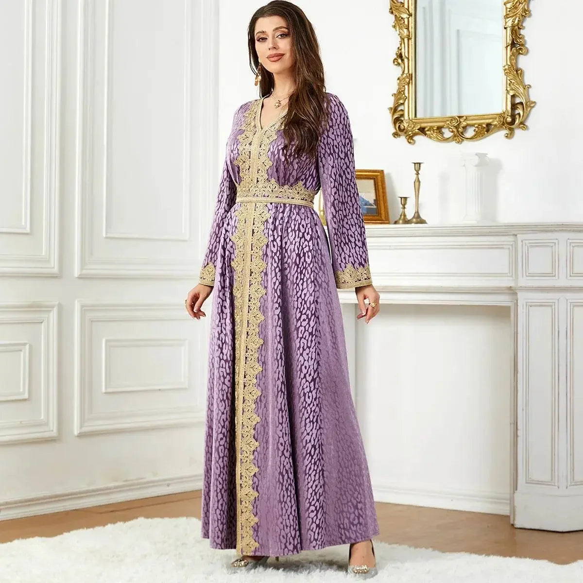 Thick Velvet Purple Luxury Maxi Kaftan - IVORYNN