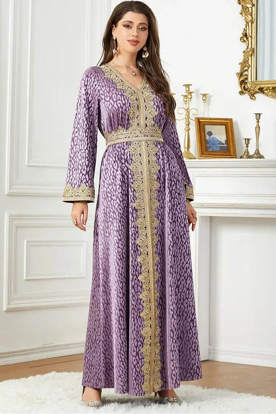 Thick Velvet Purple Luxury Maxi Kaftan - IVORYNN
