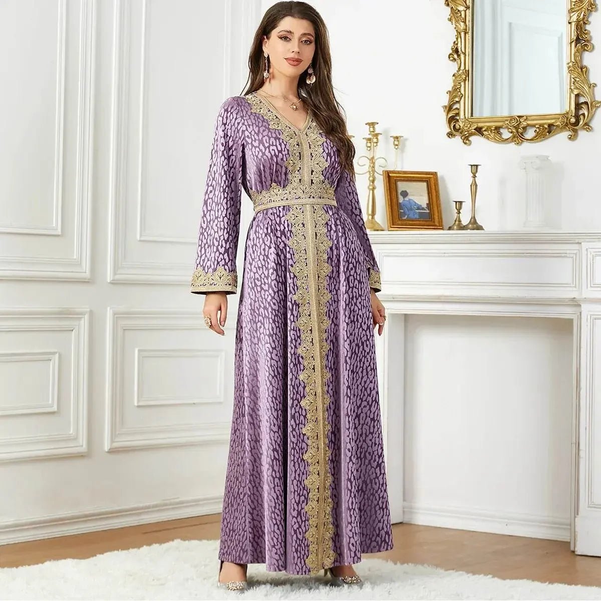 Thick Velvet Purple Luxury Maxi Kaftan - IVORYNN