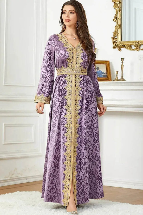 Thick Velvet Purple Luxury Maxi Kaftan - IVORYNN