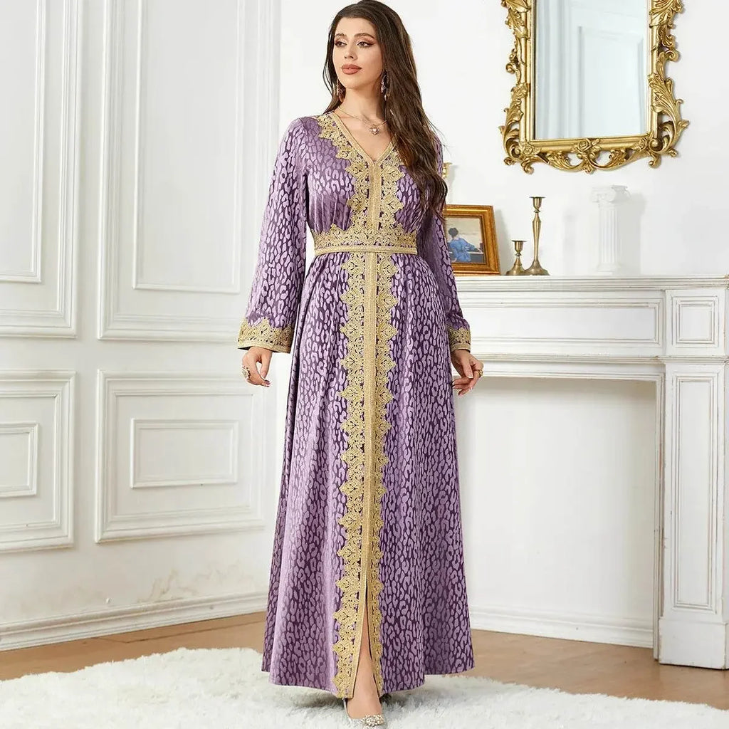 Thick Velvet Purple Luxury Maxi Kaftan - IVORYNN