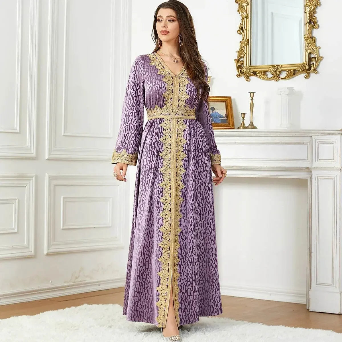 Thick Velvet Purple Luxury Maxi Kaftan - IVORYNN