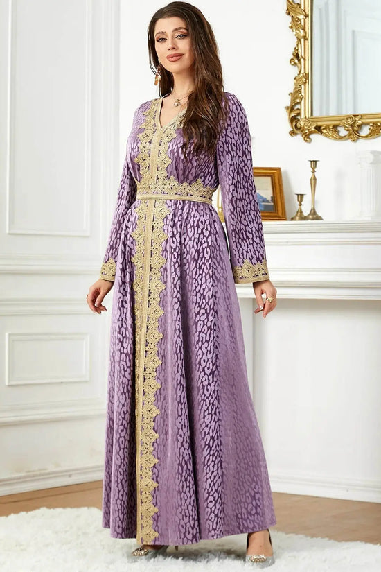 Thick Velvet Purple Luxury Maxi Kaftan - IVORYNN