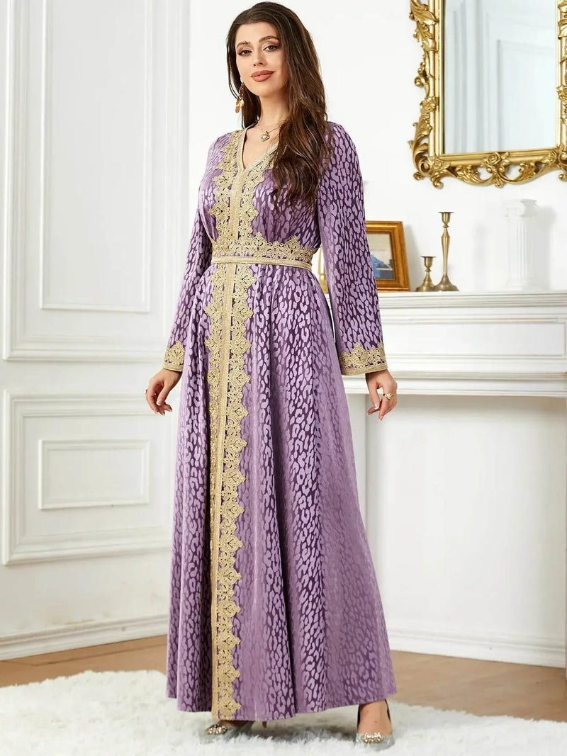 Thick Velvet Purple Luxury Maxi Kaftan - IVORYNN