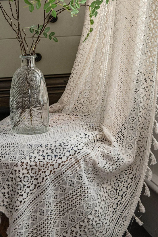Translucent American Country Hollow Crochet Curtain - IVORYNN