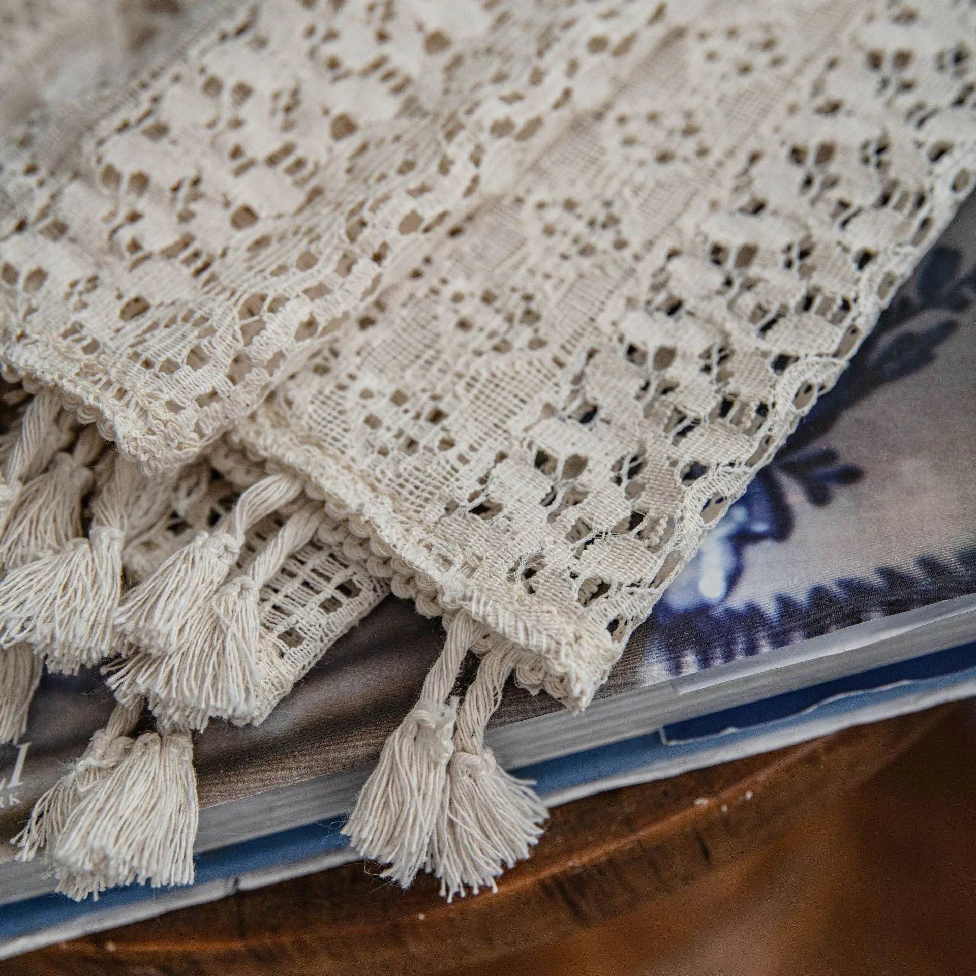 Translucent American Country Hollow Crochet Curtain - IVORYNN