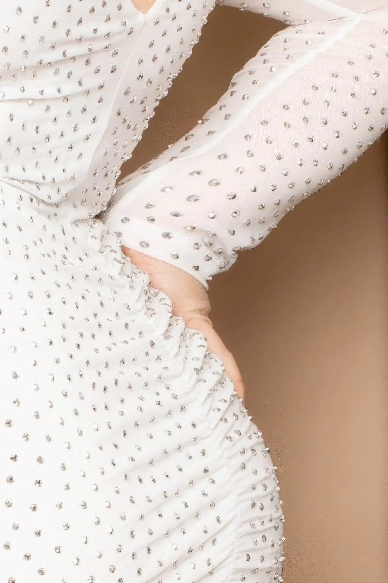 Translucent Silver Rhinestone Midi Dress - IVORYNN