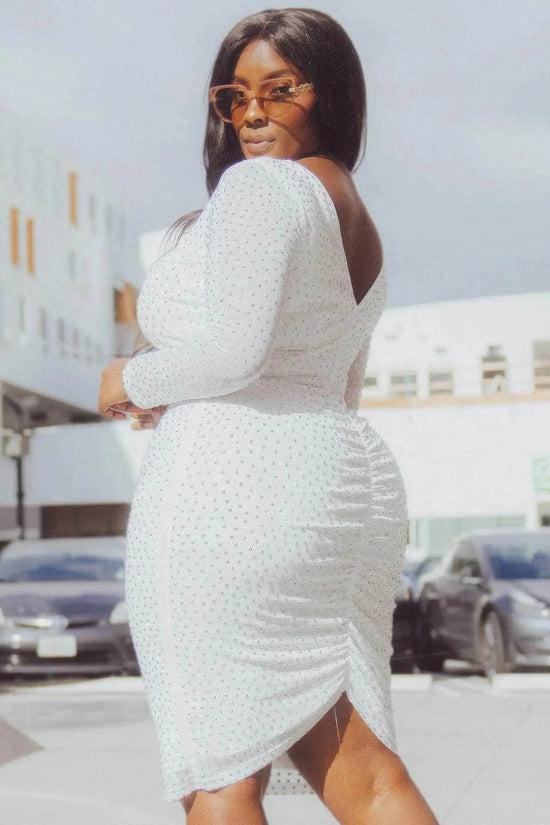 Translucent Silver Rhinestone Midi Dress - IVORYNN