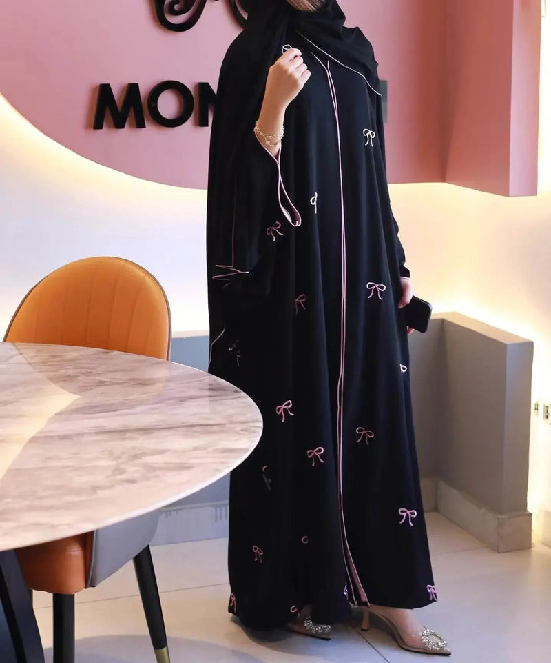 Turkish Elegant Cardigan Embroidered Abaya - IVORYNN