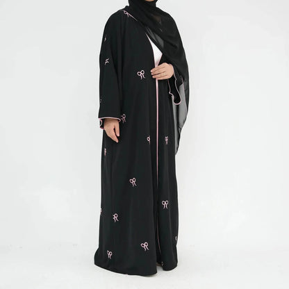 Turkish Elegant Cardigan Embroidered Abaya - IVORYNN