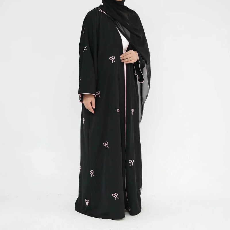 Turkish Elegant Cardigan Embroidered Abaya - IVORYNN