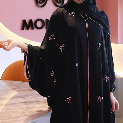 Turkish Elegant Cardigan Embroidered Abaya - IVORYNN
