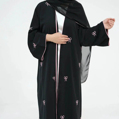 Turkish Elegant Cardigan Embroidered Abaya - IVORYNN