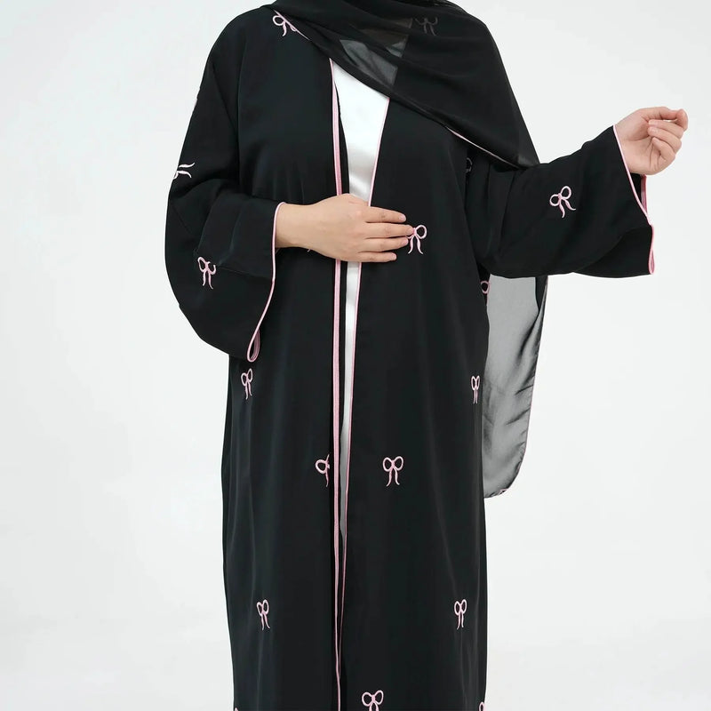 Turkish Elegant Cardigan Embroidered Abaya - IVORYNN