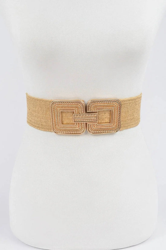 Two Blocks Metal Buckle Stretch Belt - IVORYNN