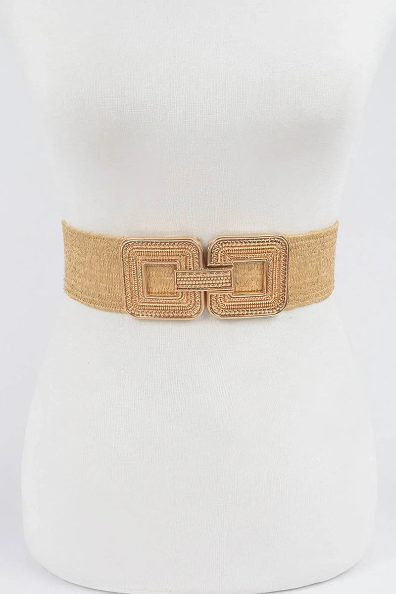 Two Blocks Metal Buckle Stretch Belt - IVORYNN
