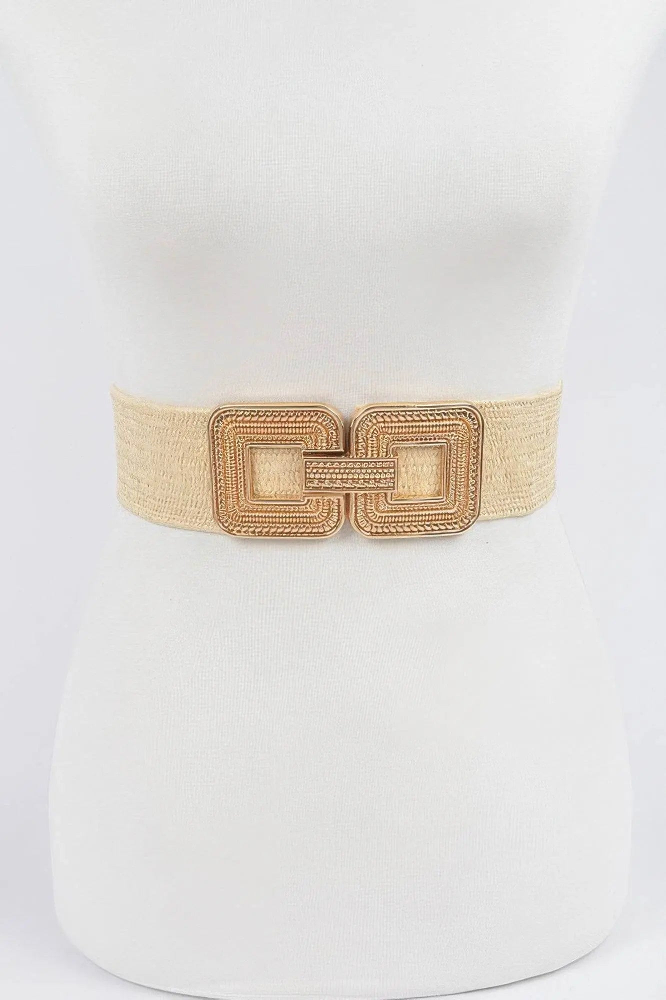 Two Blocks Metal Buckle Stretch Belt - IVORYNN