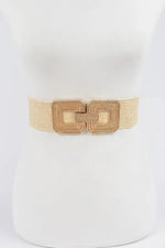 Two Blocks Metal Buckle Stretch Belt - IVORYNN