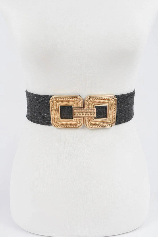 Two Blocks Metal Buckle Stretch Belt - IVORYNN