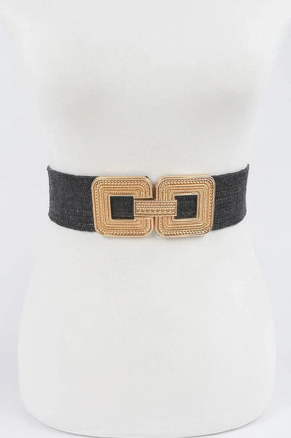 Two Blocks Metal Buckle Stretch Belt - IVORYNN