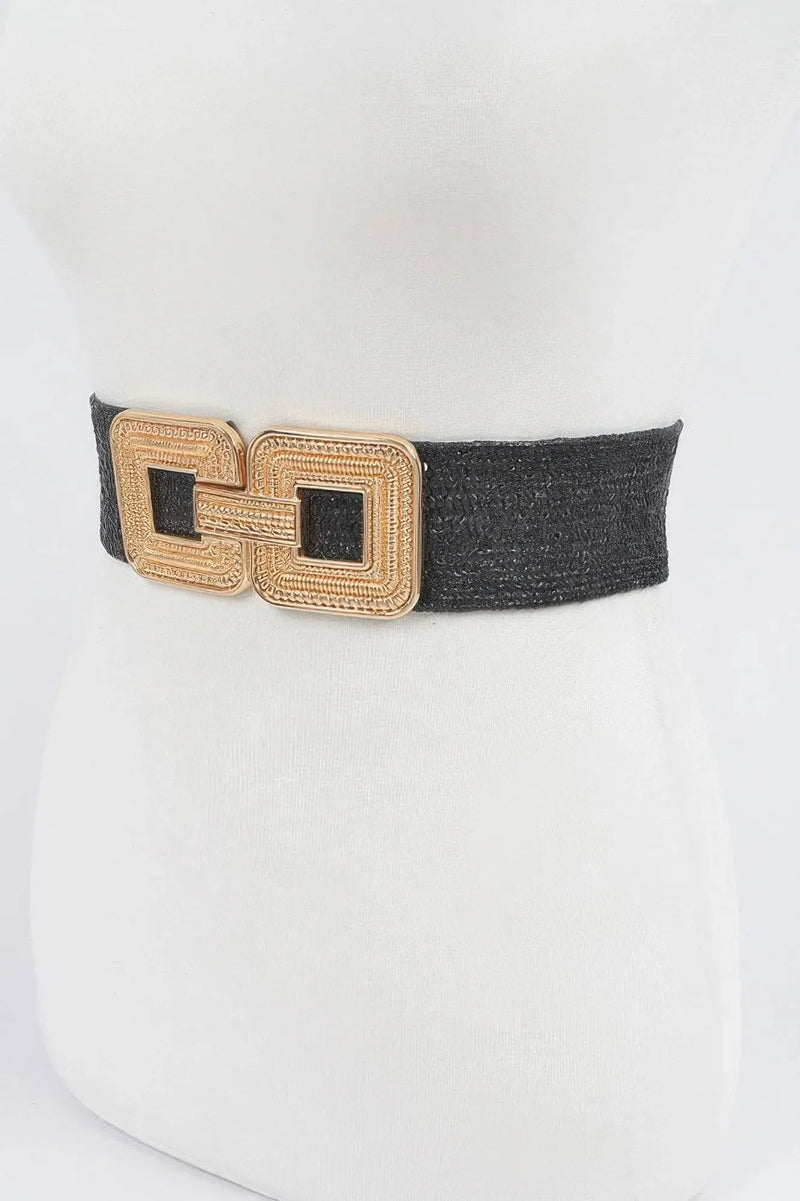 Two Blocks Metal Buckle Stretch Belt - IVORYNN