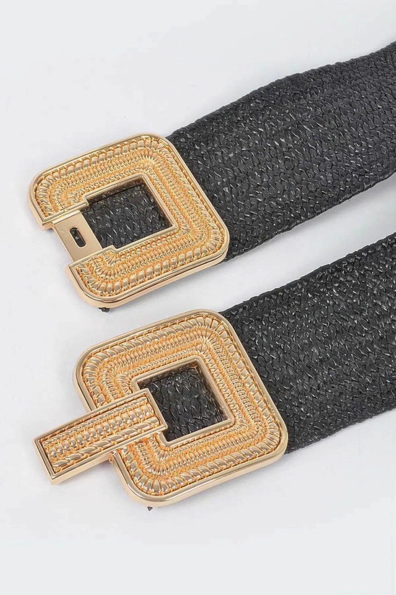 Two Blocks Metal Buckle Stretch Belt - IVORYNN