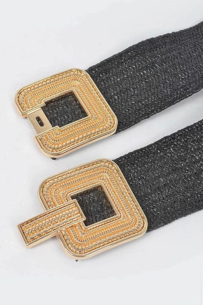 Two Blocks Metal Buckle Stretch Belt - IVORYNN