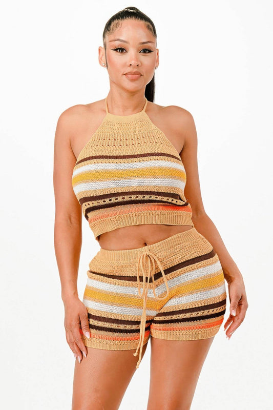 Two Pieces Cocu Crochet Short Set