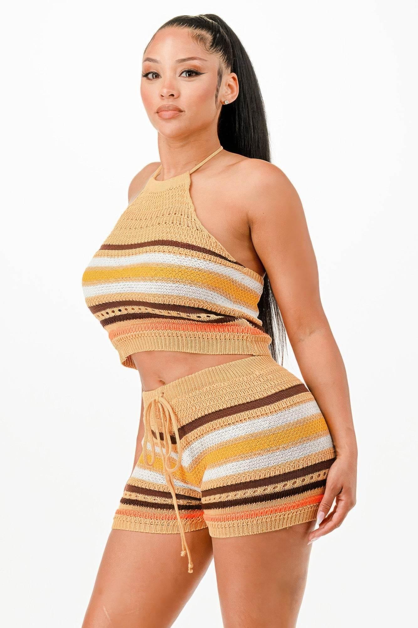 Two Pieces Cocu Crochet Short Set - IVORYNN