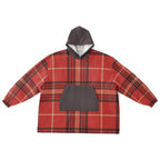 Men’s plaid cozy hoodie with dark hood and pocket, modern fashion from Ivorynn